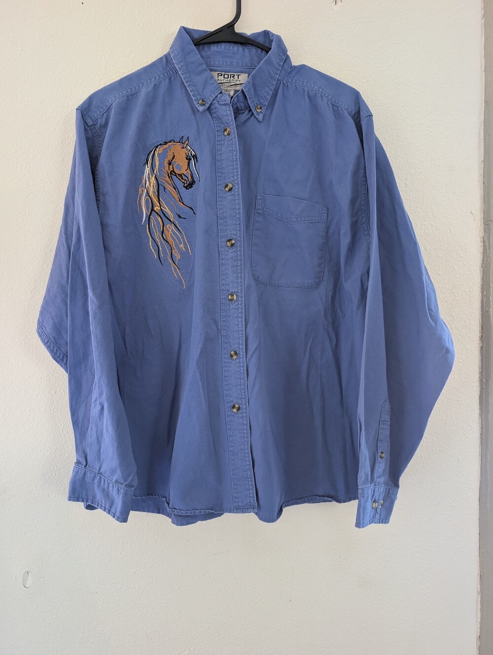 Port Authority Light Blue Ladies Cotton Button-Down Shirt